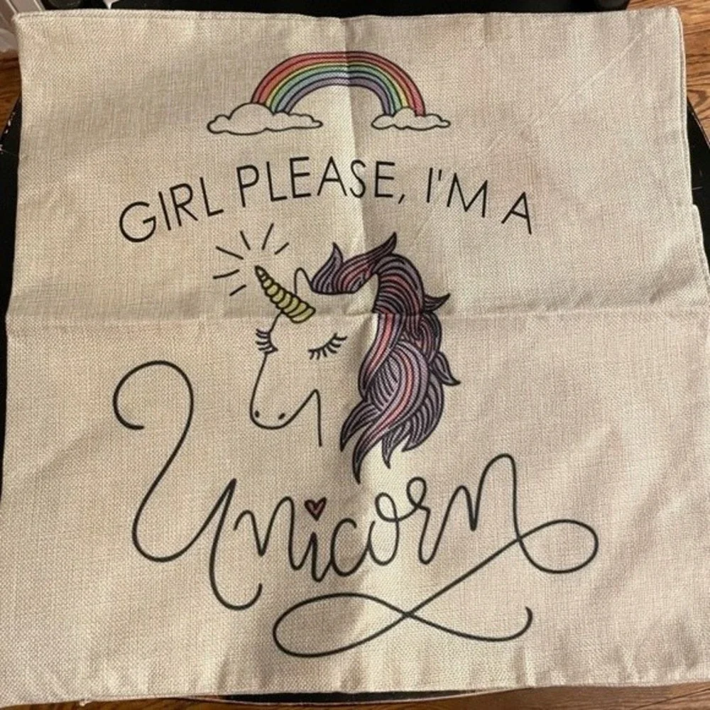 Girl Please, I’m A Unicorn Throw Pillow Cover (cover only)